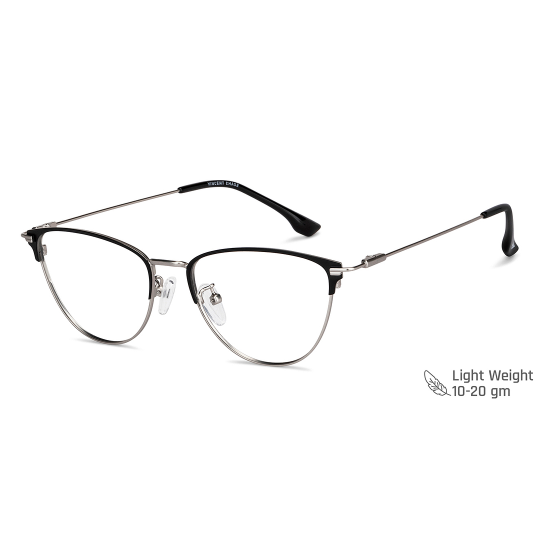 Vincent Chase Dark Gunmetal Full Rim Cat Eye left side