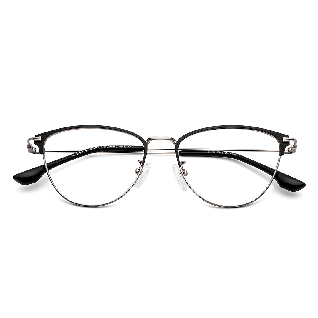 Vincent Chase Dark Gunmetal Full Rim Cat Eye left side