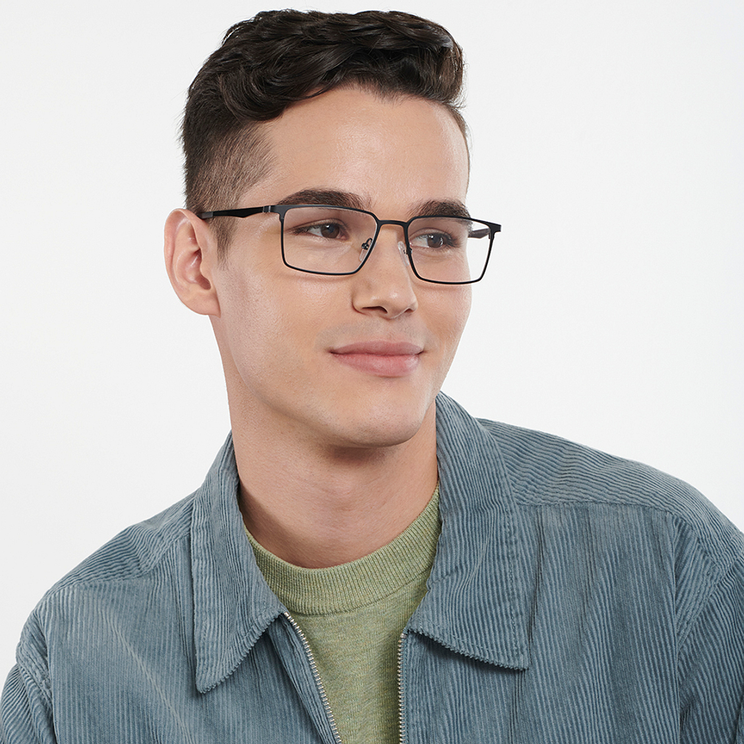 Vincent Chase Black Full Rim Rectangle left side