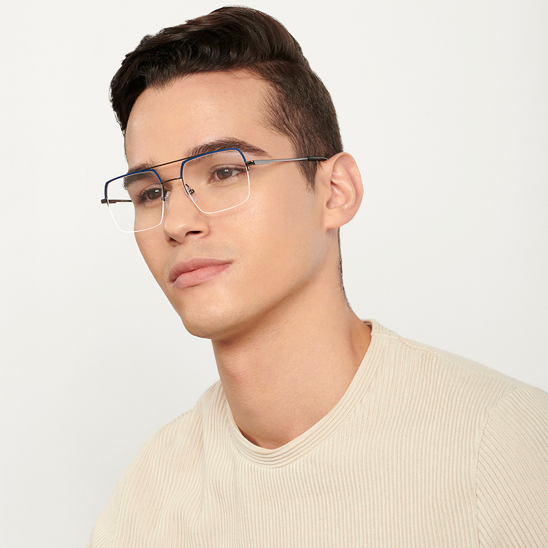 Vincent Chase Online Sky Blue Half Rim Square left side