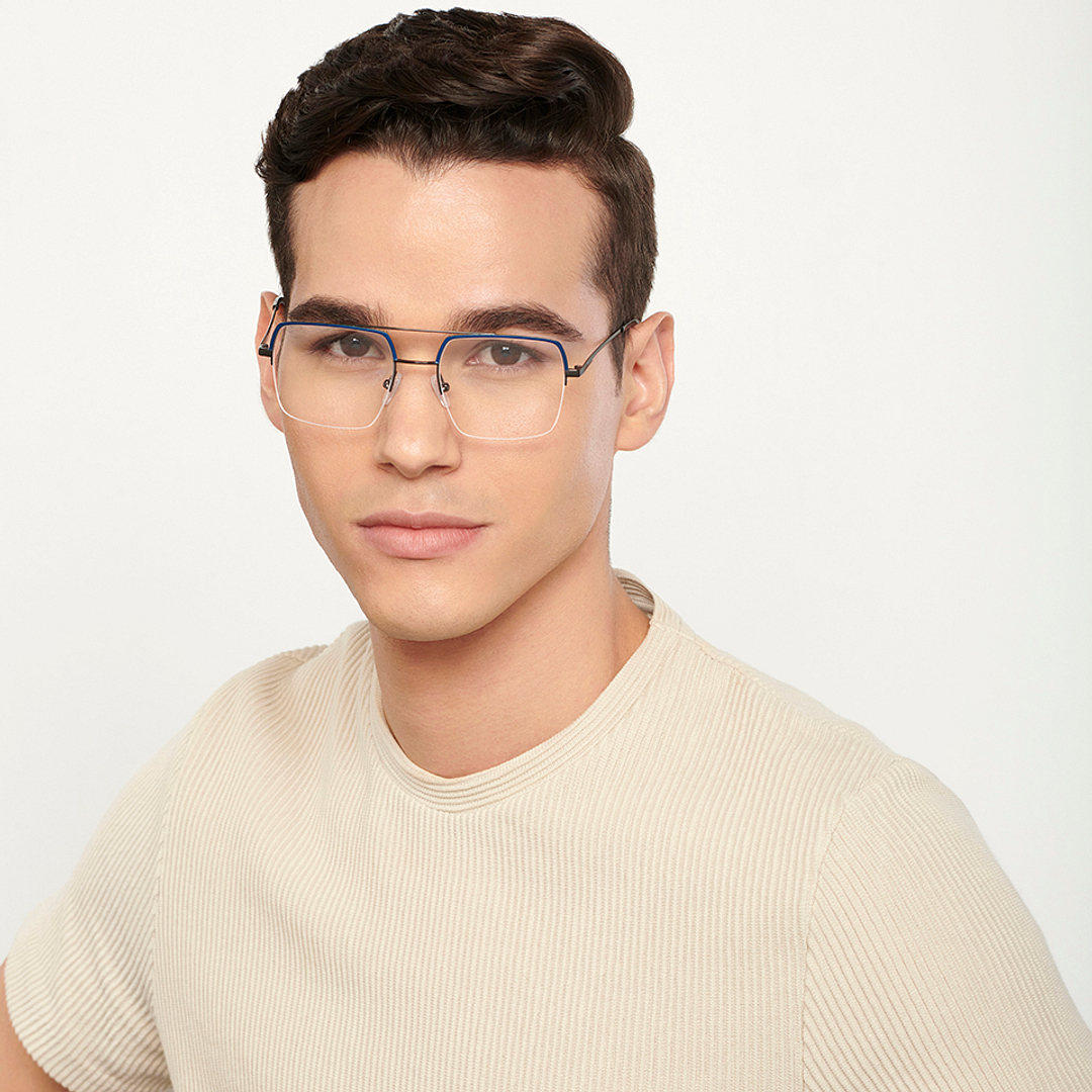 Vincent Chase Online Sky Blue Half Rim Square right side