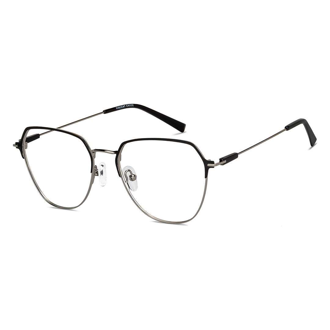 Vincent Chase Online Dark Gunmetal Full Rim Geometric left side