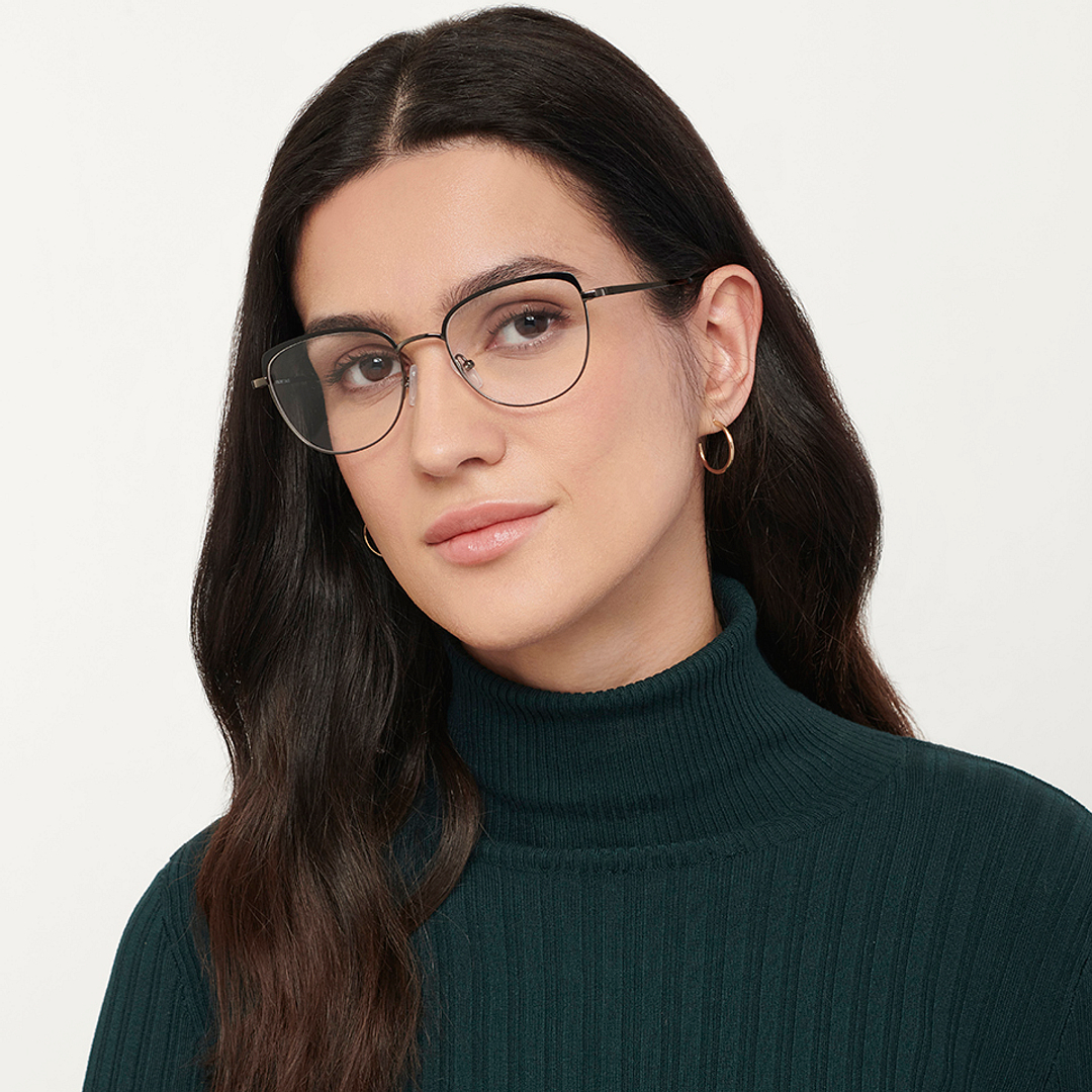 Vincent Chase Online Dark Gunmetal Full Rim Cat Eye left side