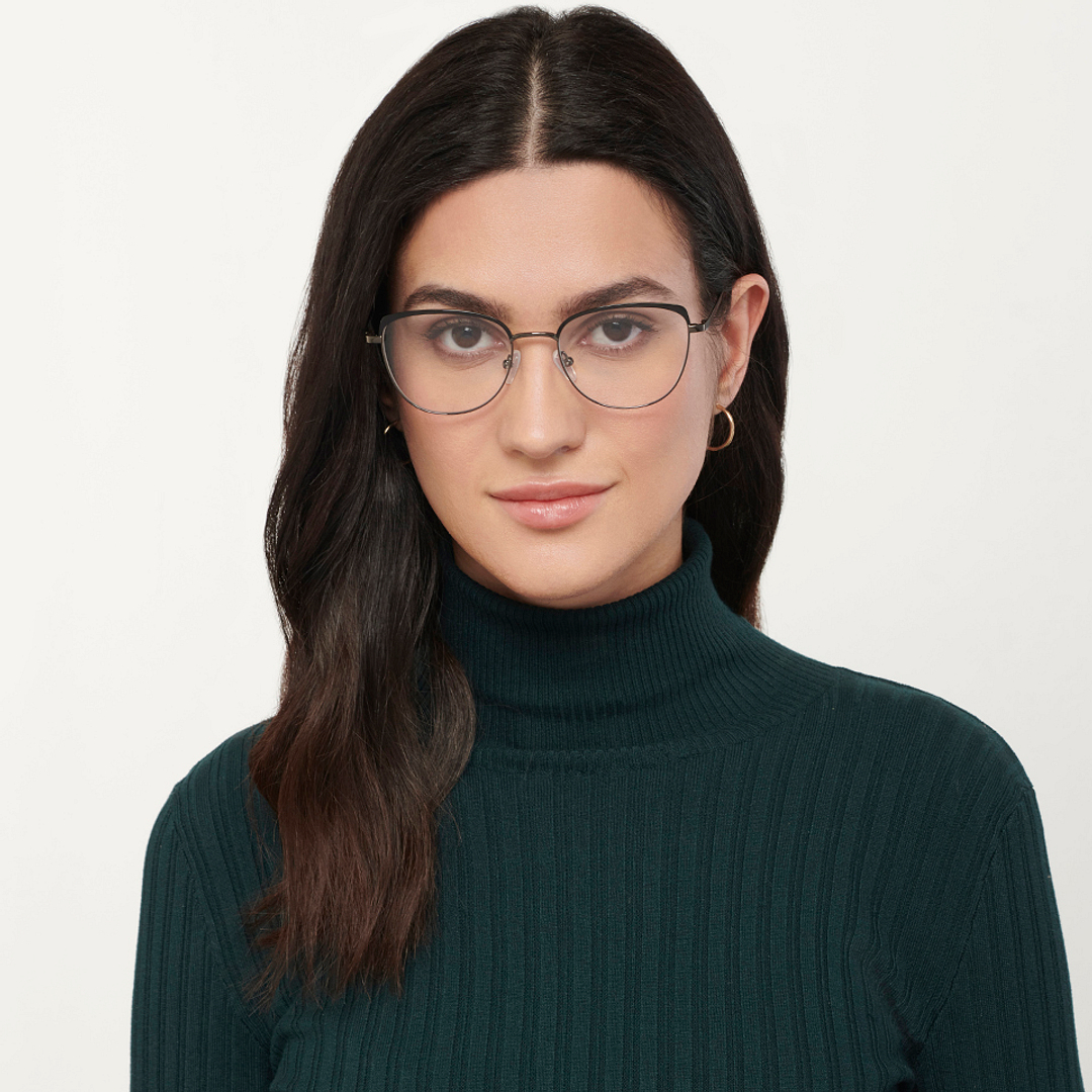 Vincent Chase Online Dark Gunmetal Full Rim Cat Eye right side