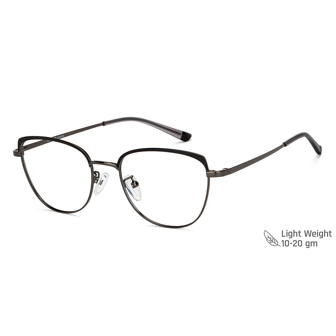 Vincent Chase Online Dark Gunmetal Full Rim Cat Eye left side
