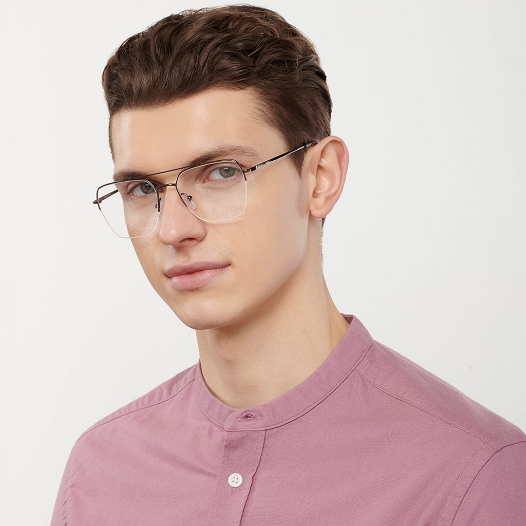 Vincent Chase Online Mid Gunmetal Half Rim Geometric right side