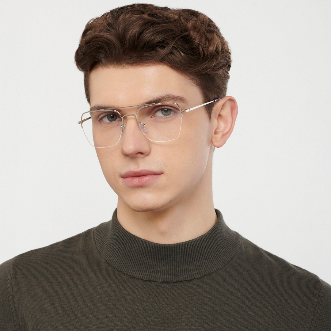 Vincent Chase Online Silver Half Rim Geometric right side