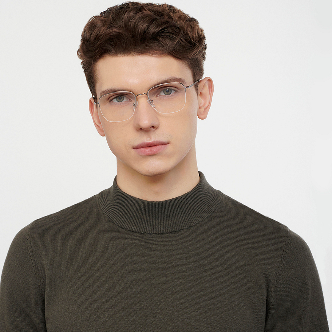 Vincent Chase Online Silver Half Rim Square left side