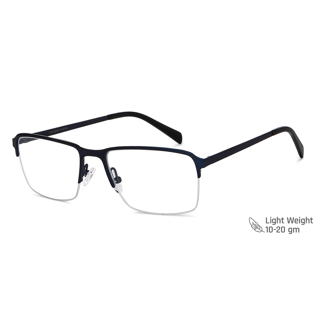 Vincent Chase Sky Blue Half Rim Rectangle left side