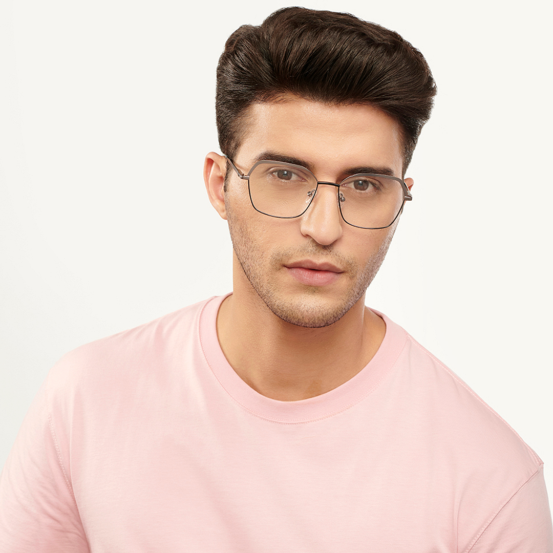 Vincent Chase Online Dark Gunmetal Full Rim Geometric left side