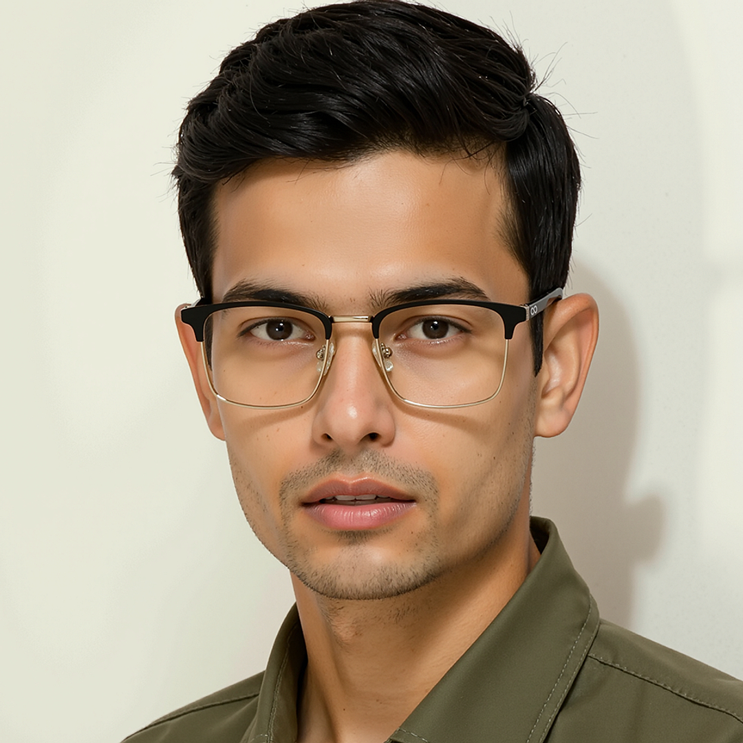 Black Silver Full Rim Square Vincent Chase Metal VC E14937 Eyeglasses