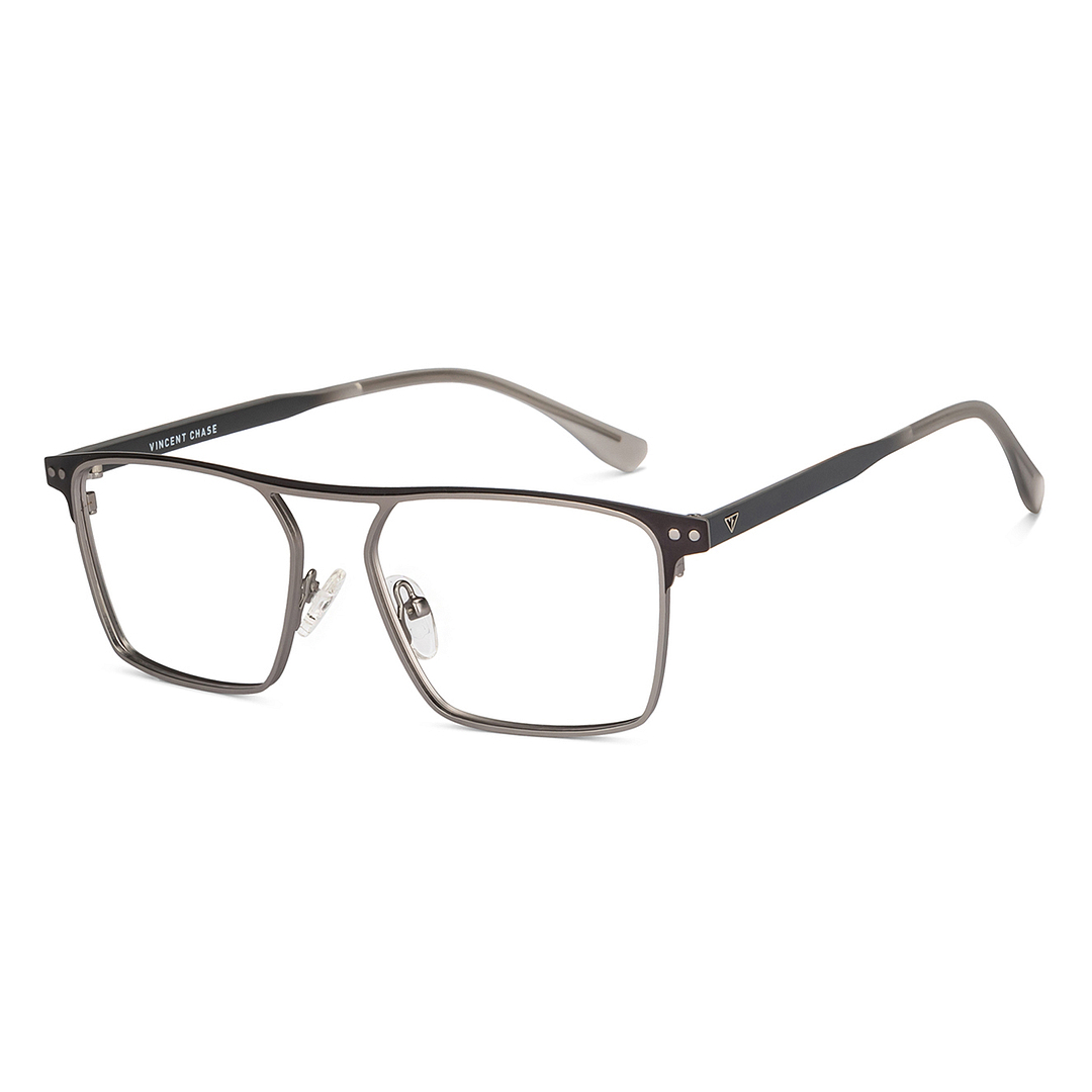 Buy Silver Black Grey Full Rim Rectangle Vincent Chase Sleek Steel