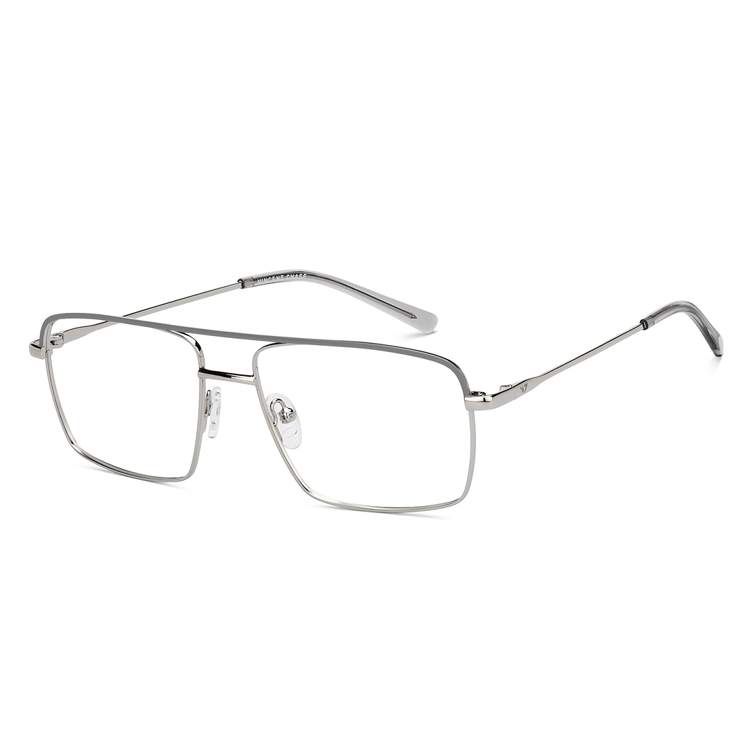 Silver Grey Full Rim Square Vincent Chase Sleek Steel VC E15349-C3
