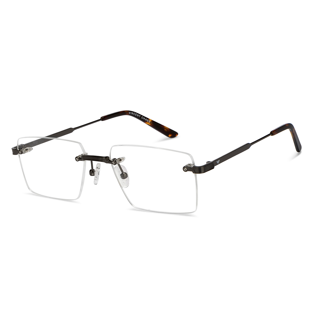 Gunmetal Tortoise Rimless Square Vincent Chase SLEEK STEEL VC