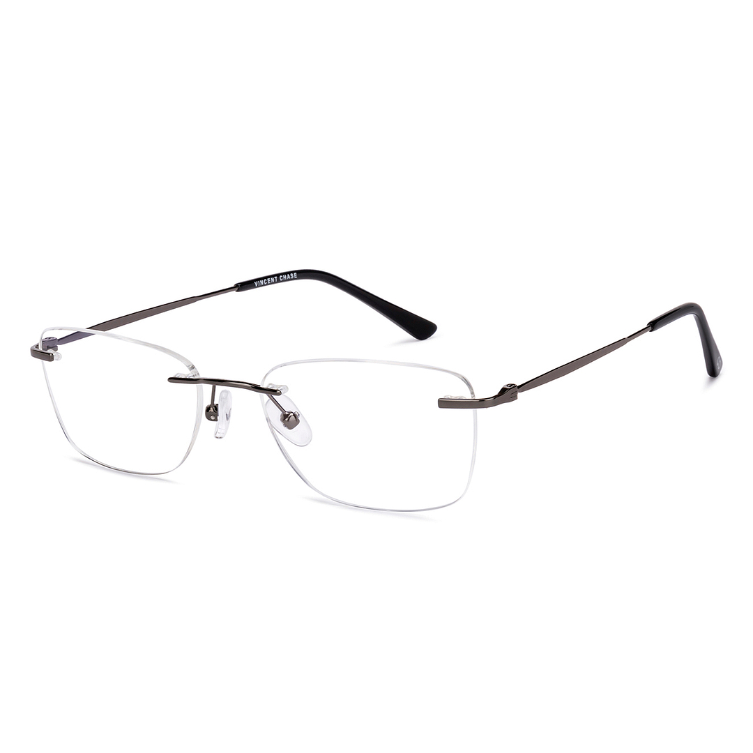 Vincent Chase Dark Gunmetal Rimless Rectangle right side