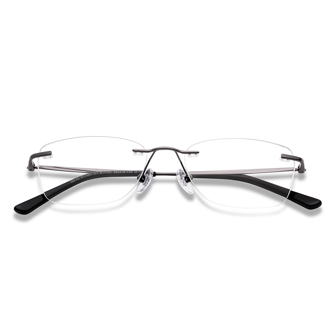 Vincent Chase Dark Gunmetal Rimless Rectangle left side