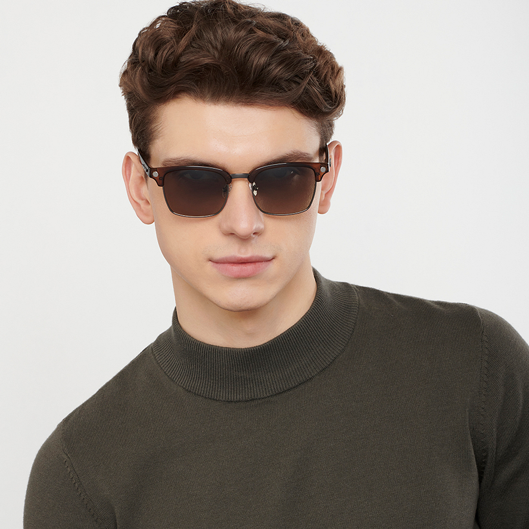 Vincent Chase Polarized Brown Full Rim Clubmaster left side