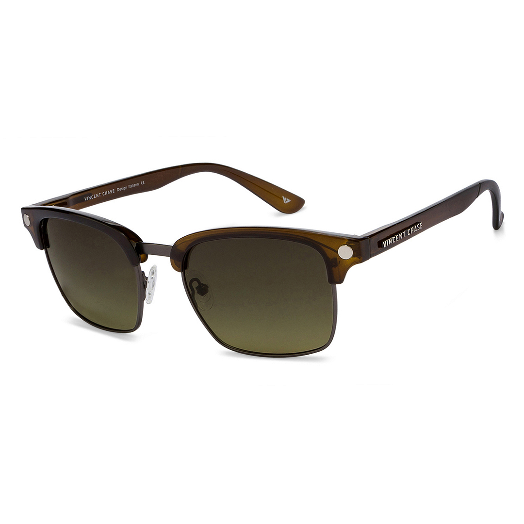 Vincent Chase Polarized Brown Full Rim Clubmaster left side