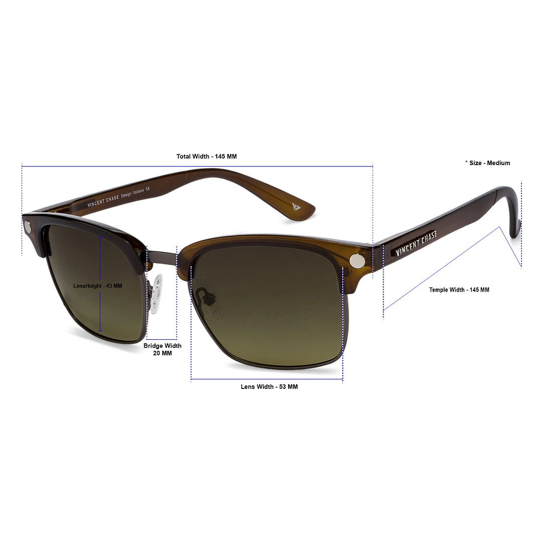 Vincent Chase Polarized Brown Full Rim Clubmaster right side