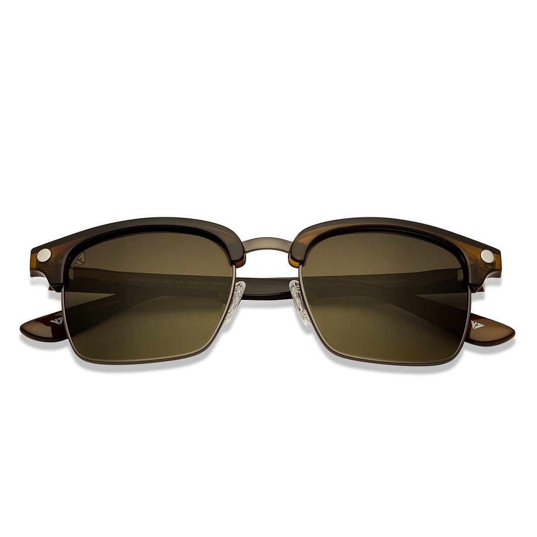 Vincent Chase Polarized Brown Full Rim Clubmaster right side