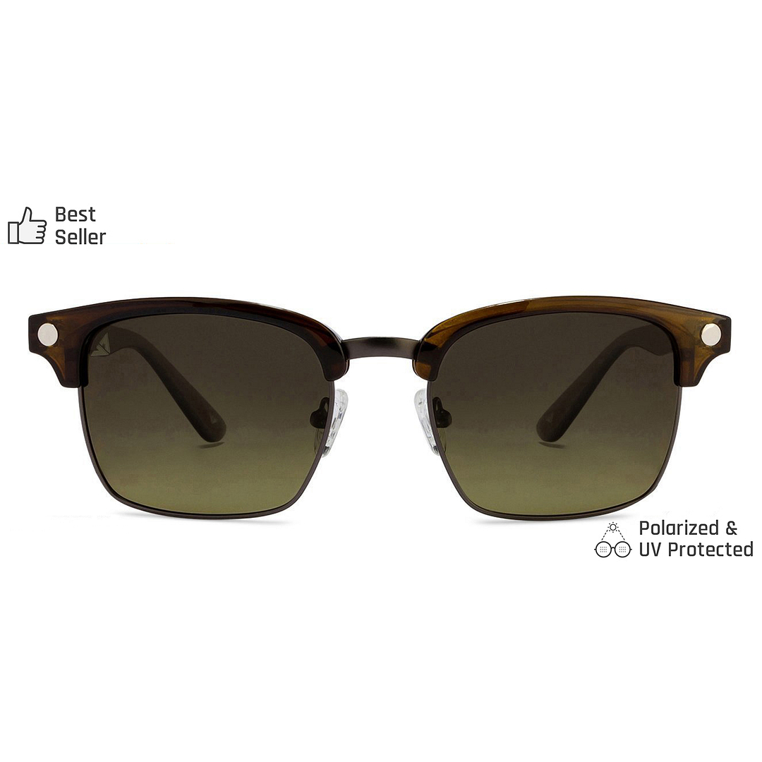 Vincent Chase Polarized Brown Full Rim Clubmaster left side