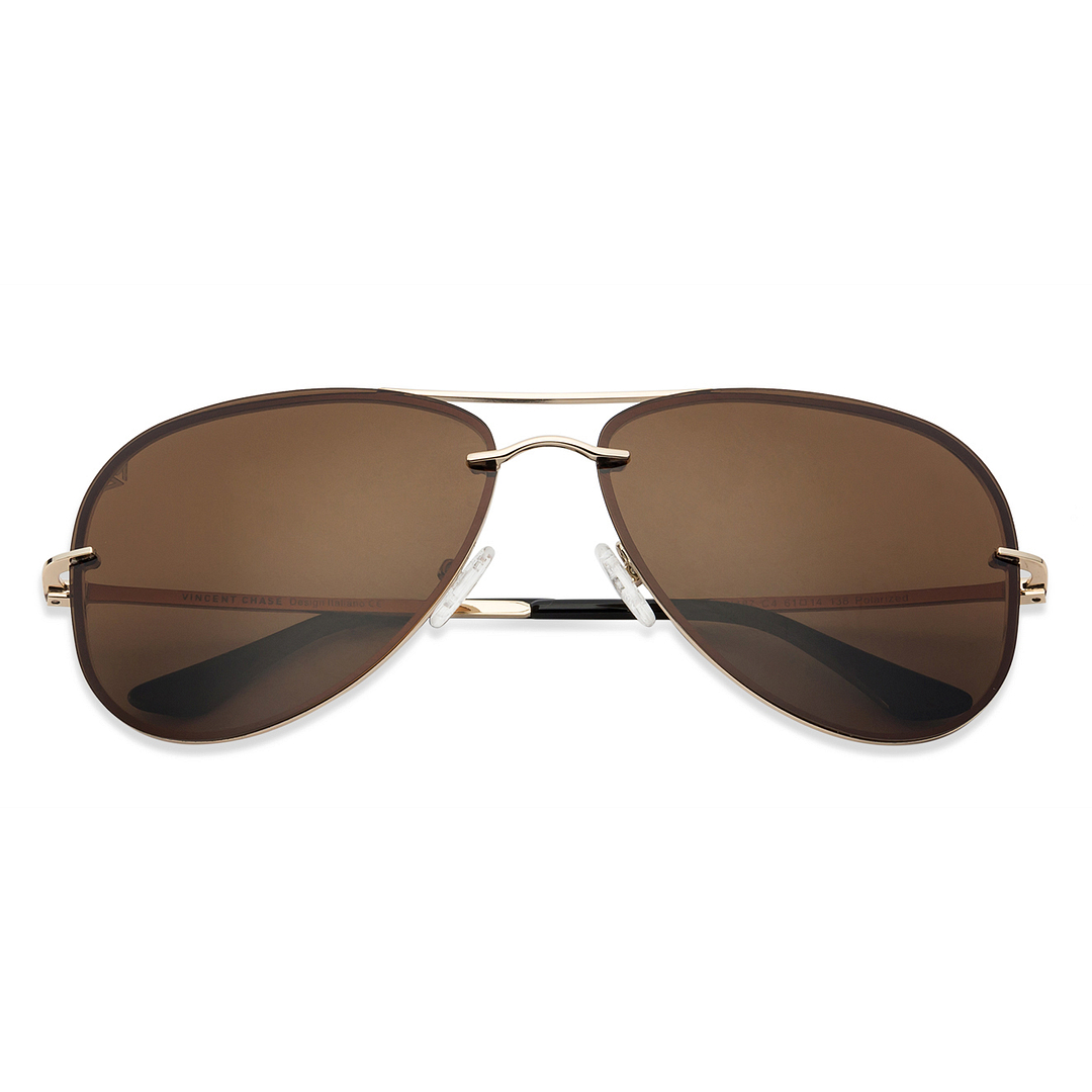 Vincent Chase Online Gold Full Rim Aviator left side