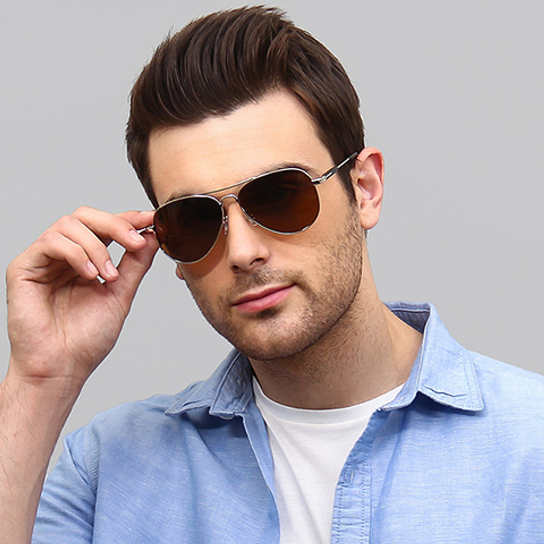 Vincent Chase Online Silver Full Rim Aviator left side