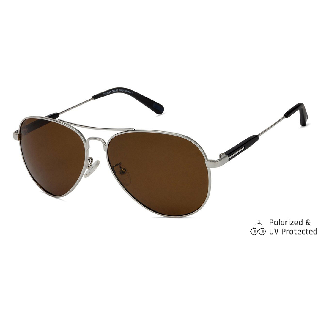 Vincent Chase Online Silver Full Rim Aviator left side