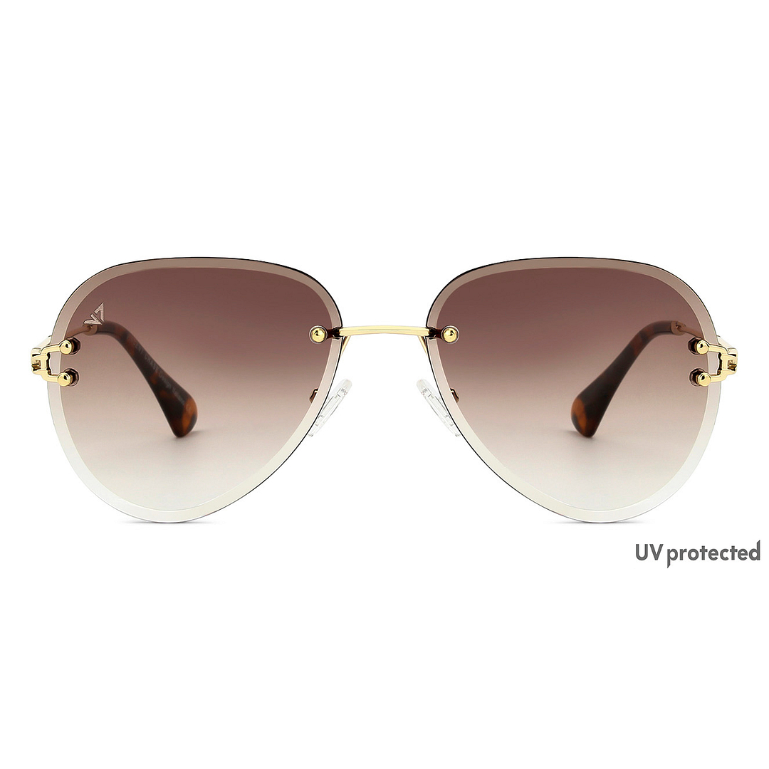 Vincent Chase Online Gold Rimless Aviator left side