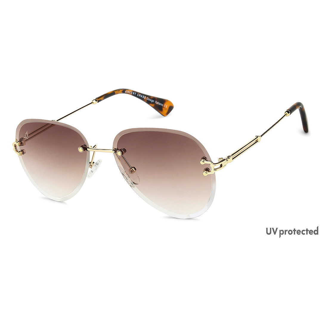 Vincent Chase Online Gold Rimless Aviator right side