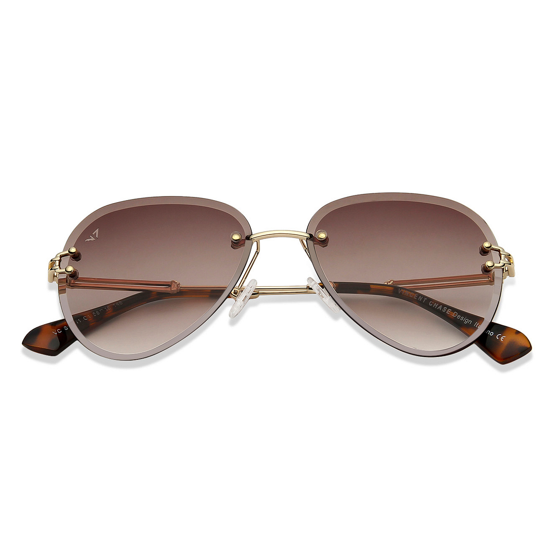 Vincent Chase Online Gold Rimless Aviator right side