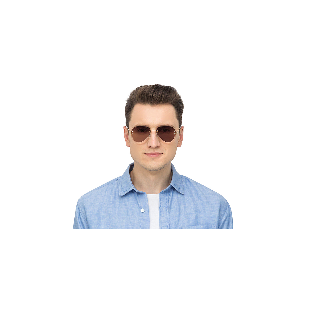 Vincent Chase Online Gold Rimless Aviator right side
