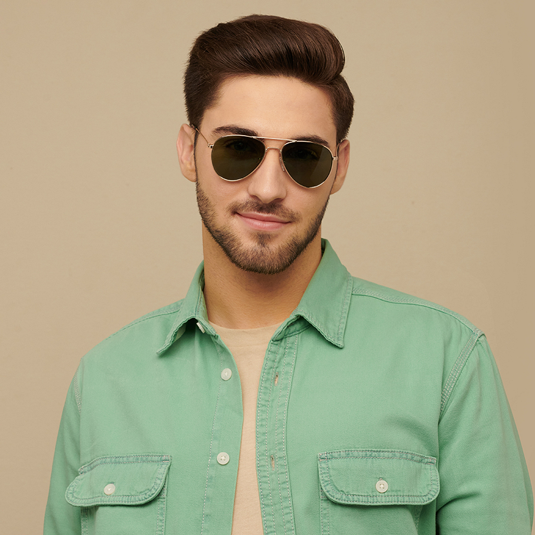 Vincent Chase Gold Full Rim Aviator left side