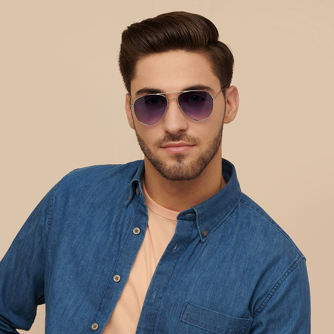 Vincent Chase Online Silver Full Rim Aviator left side