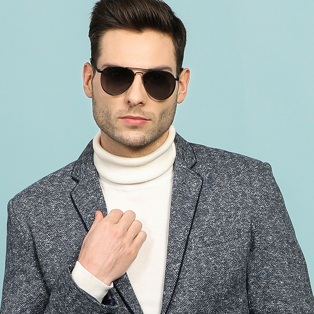 Vincent Chase Online Black Full Rim Aviator left side