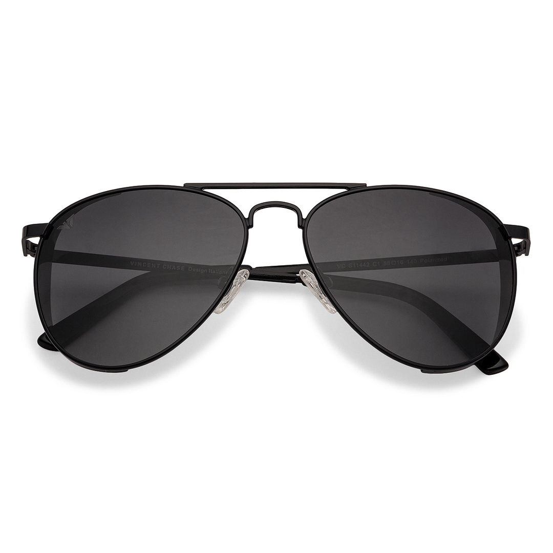 Vincent Chase Online Black Full Rim Aviator left side