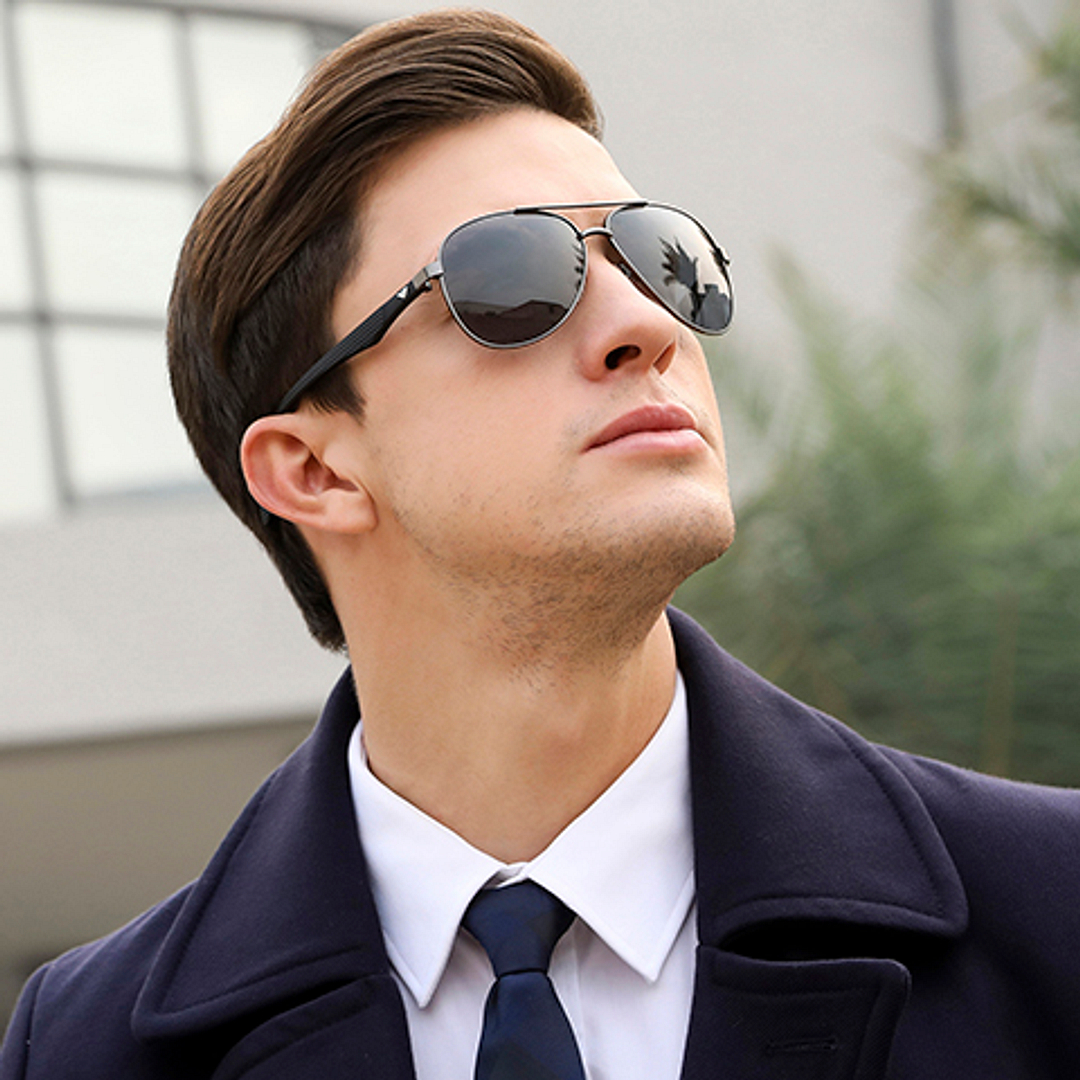 Vincent Chase Online Gunmetal Full Rim Aviator left side