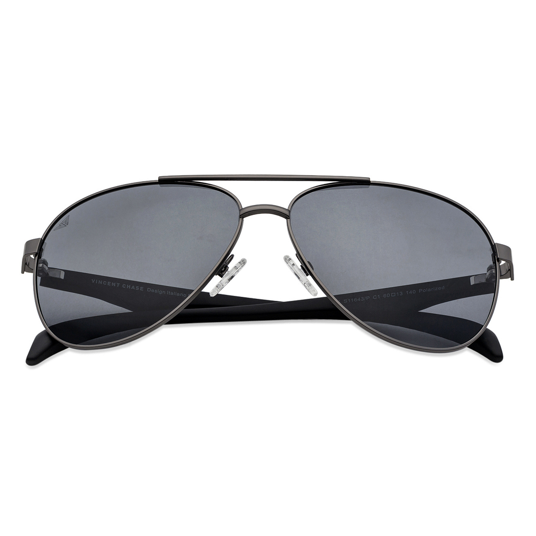Vincent Chase Online Gunmetal Full Rim Aviator left side