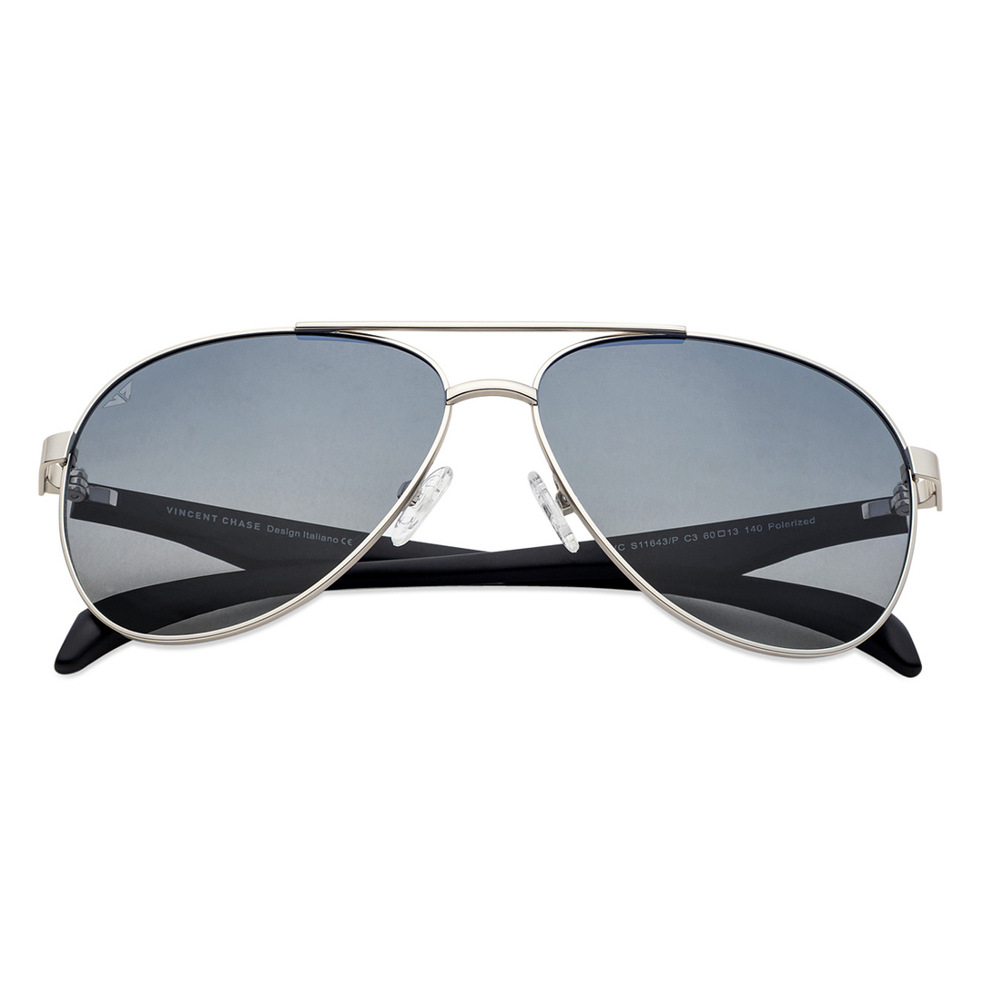Vincent Chase Online Silver Full Rim Aviator left side