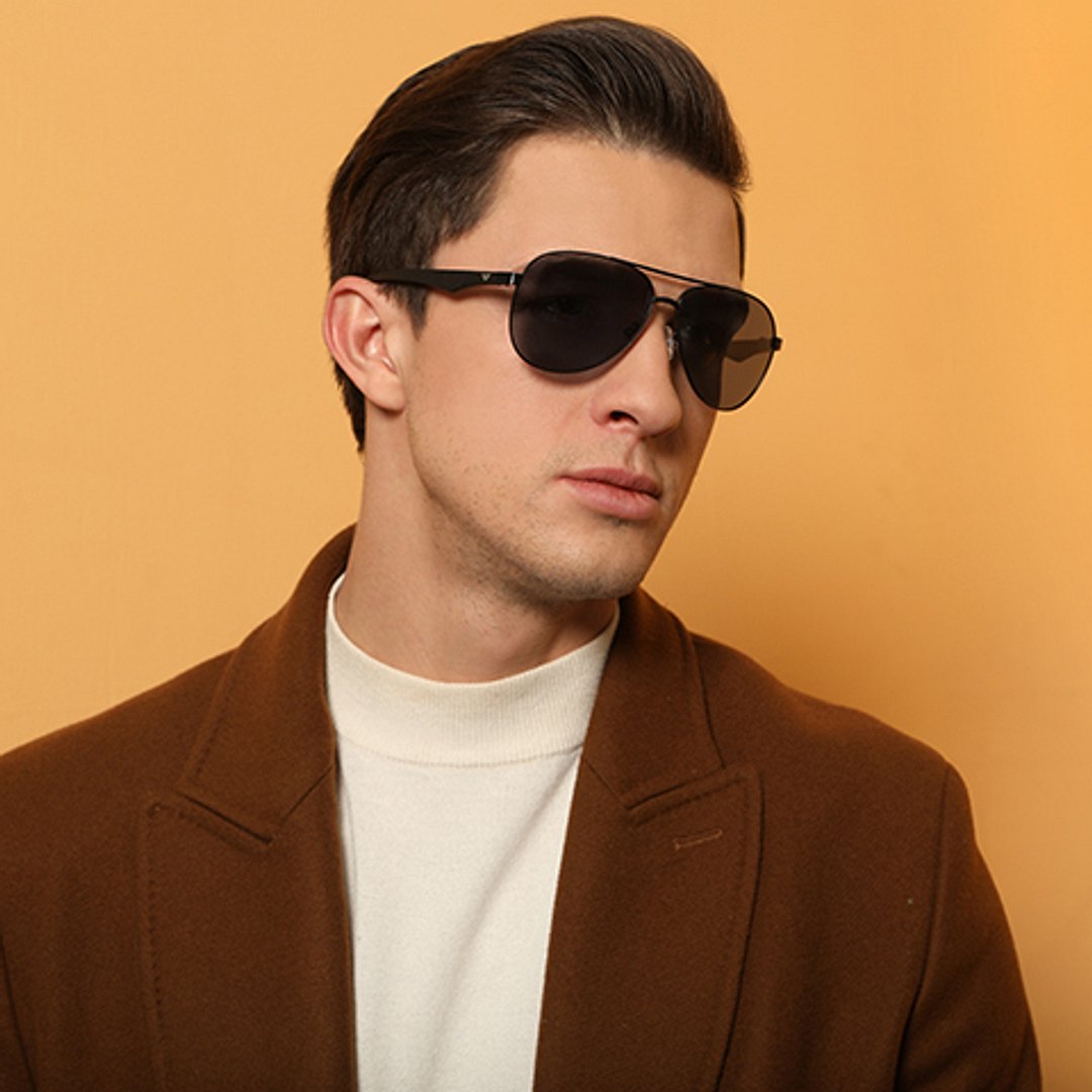 Vincent Chase Online Black Full Rim Aviator left side