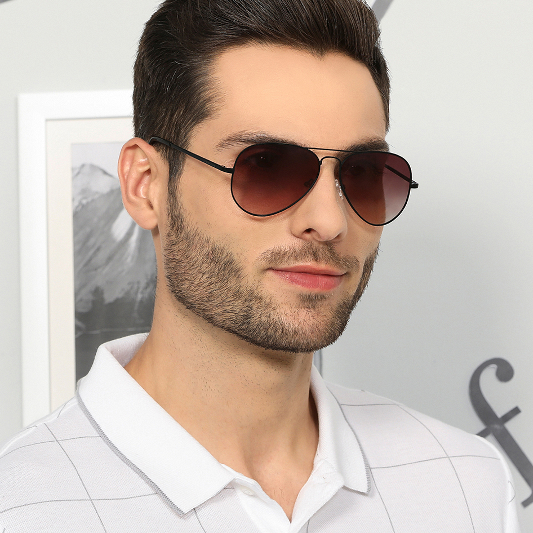 Vincent Chase Online Black Full Rim Aviator left side