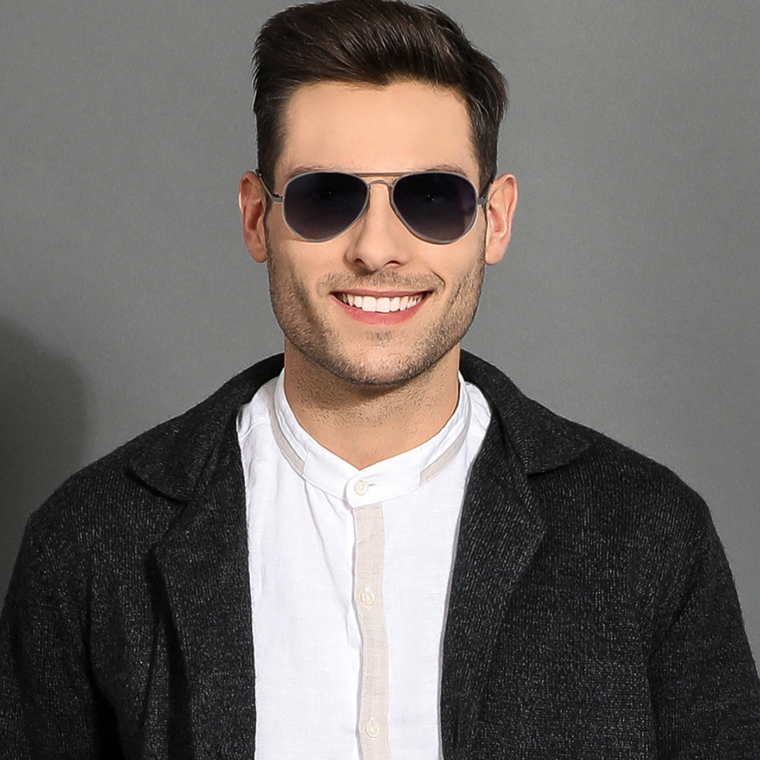 Vincent Chase Online Gunmetal Full Rim Aviator left side