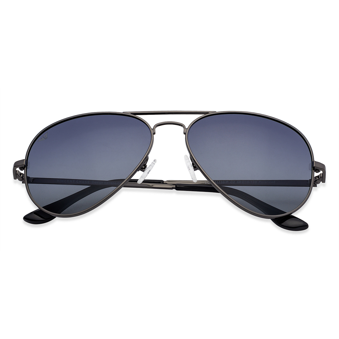 Vincent Chase Online Gunmetal Full Rim Aviator left side