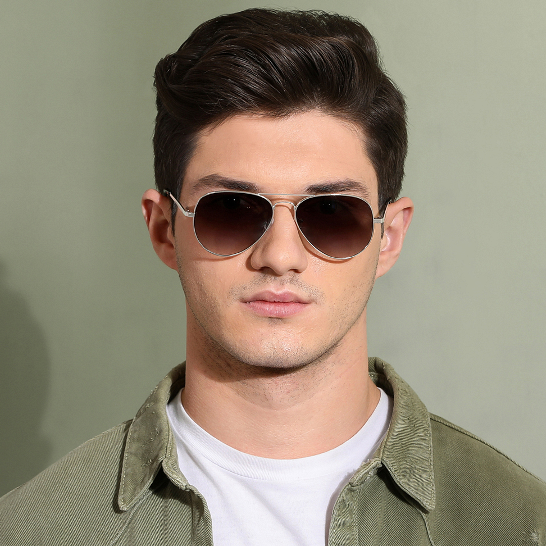 Vincent Chase Online Silver Full Rim Aviator left side