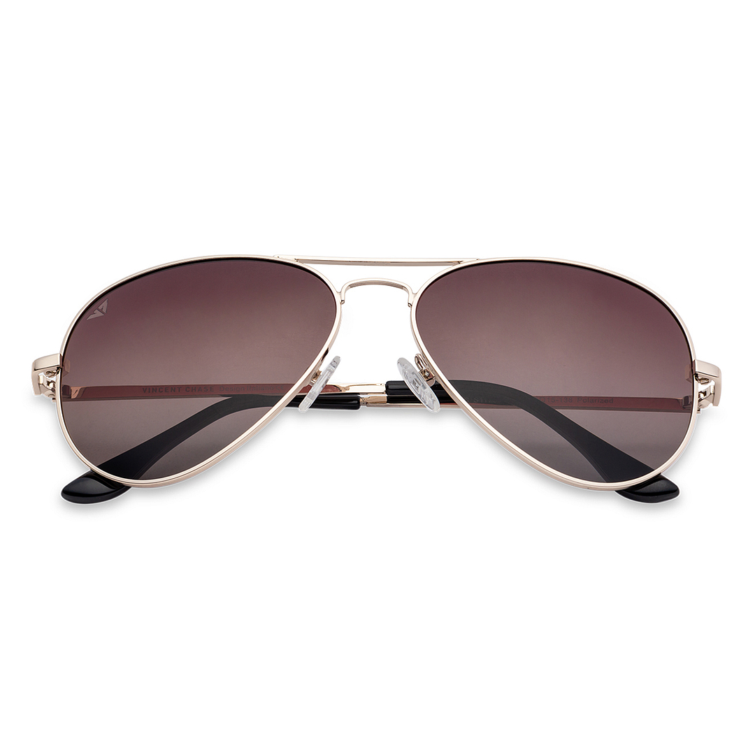 Vincent Chase Online Gold Full Rim Aviator left side