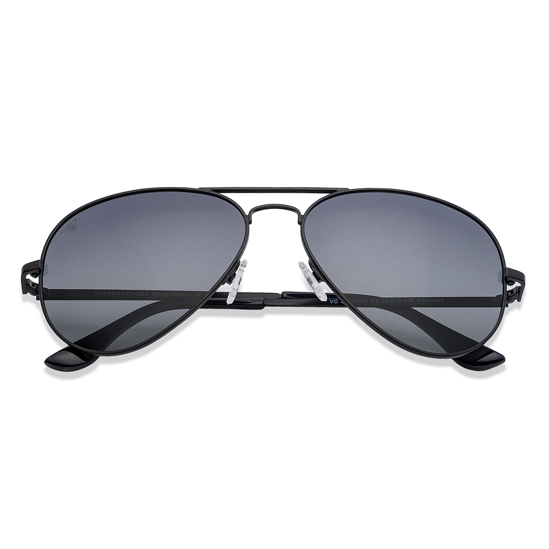 Vincent Chase Online Black Full Rim Aviator left side
