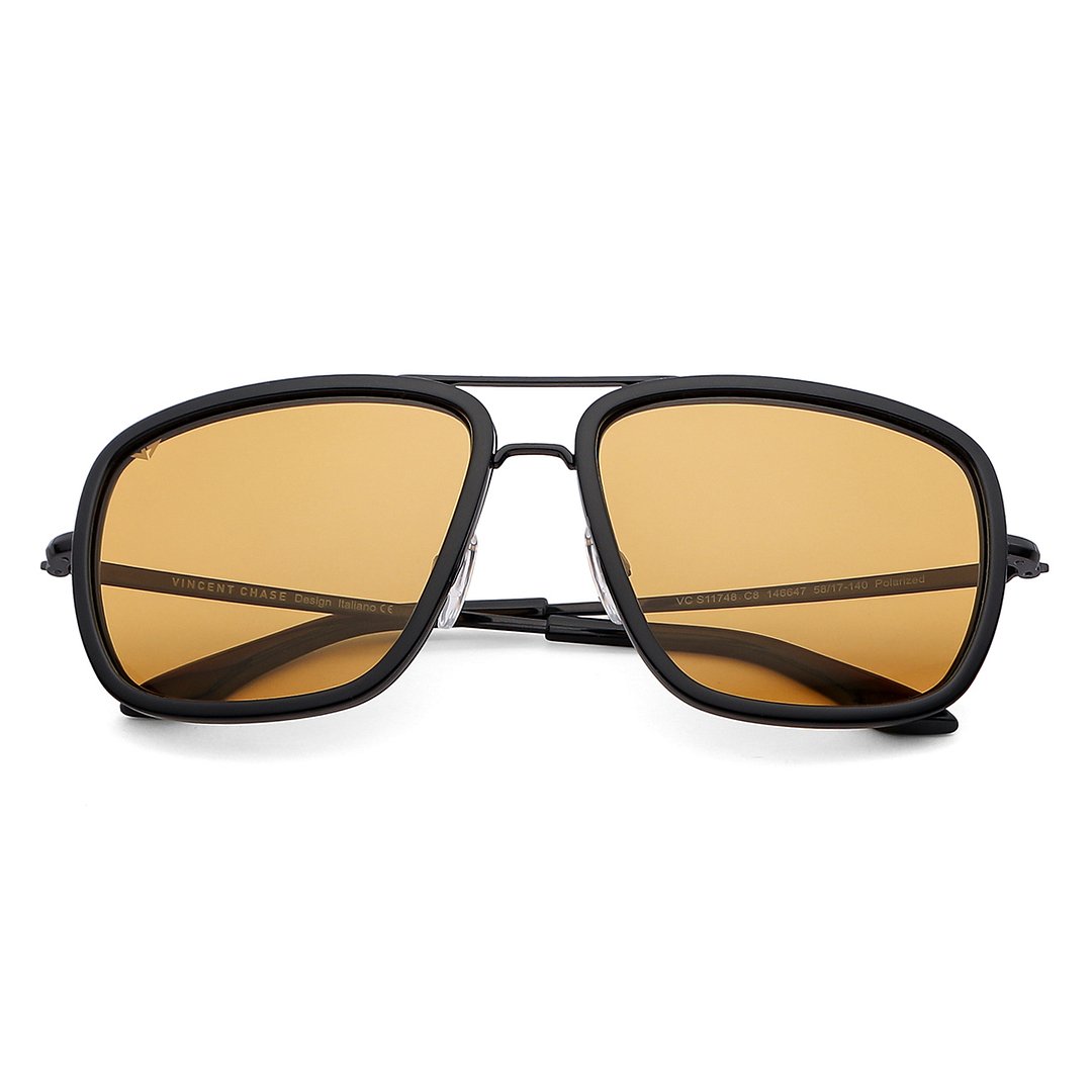 Vincent Chase Polarized Black Full Rim Square left side