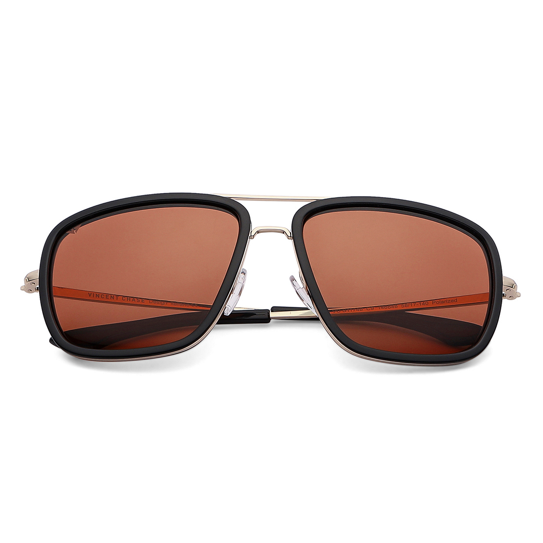 Vincent Chase Polarized Gold Full Rim Square left side