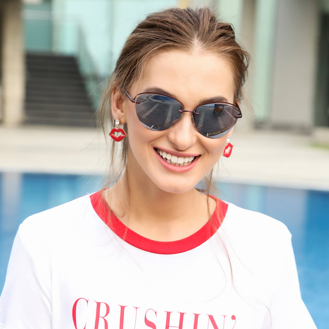 Vincent Chase Online Purple Half Rim Cat Eye left side