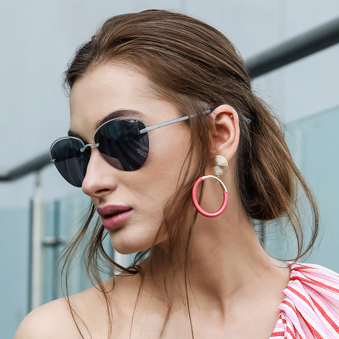 Vincent Chase Online Gunmetal Half Rim Cat Eye right side